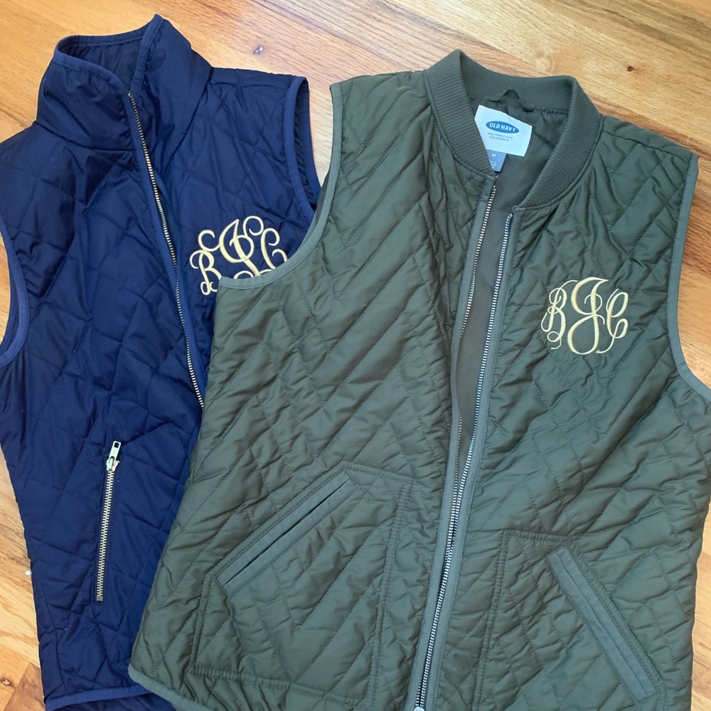 Monogrammed puffy vests